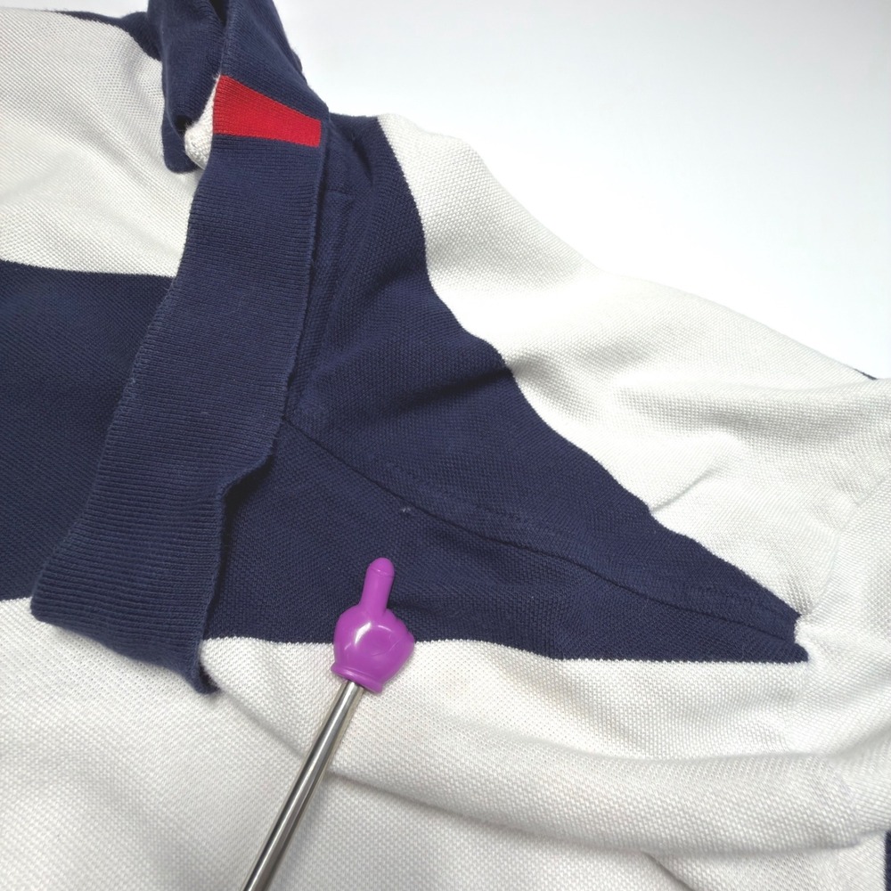 Polo Ralph Lauren Big Pony USA Flag Rugby Polo Shirt Custom Fit XXL Navy White - Picture 7 of 11
